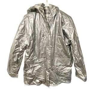 Vintage WIPPETTE Raincoat Jacket Womens Small‎ Shiny Vinyl Lined Hooded